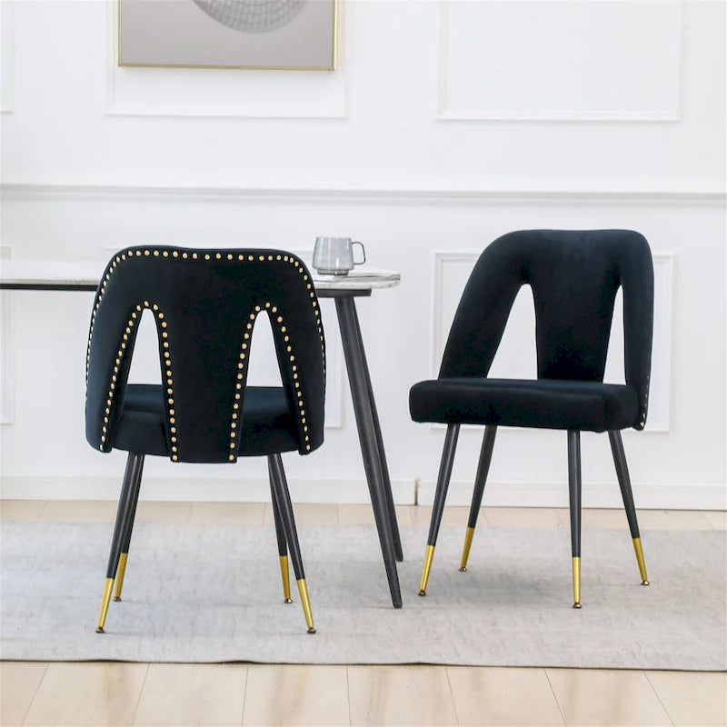 Set of 2 Contemporary Velvet Upholstered Dining Chairs