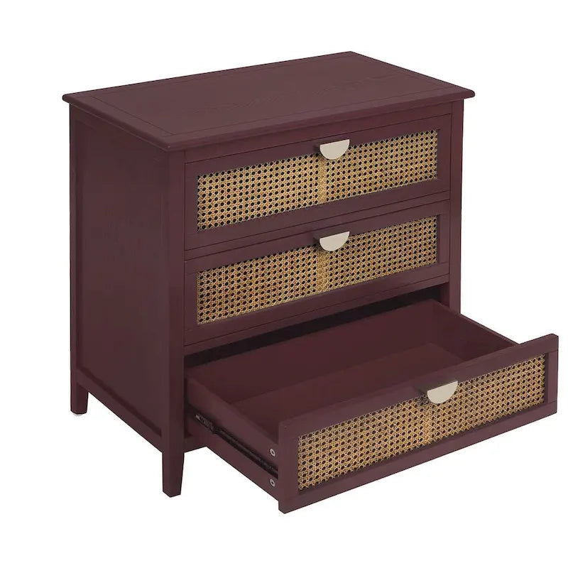 3 Drawers Rattan Storage Cabinet