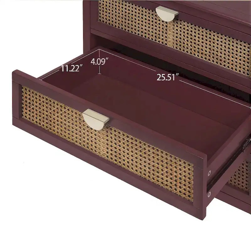 3 Drawers Rattan Storage Cabinet