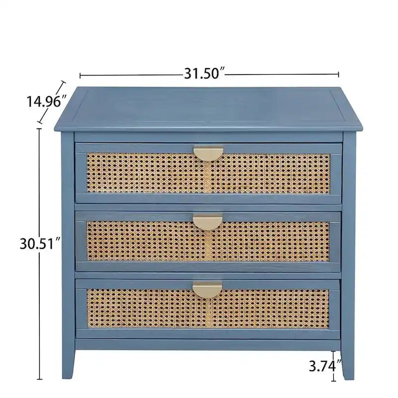 3 Drawers Rattan Storage Cabinet