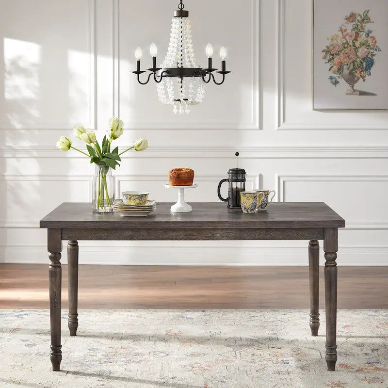 Rustic Dining Table with Weathered Grey Finish