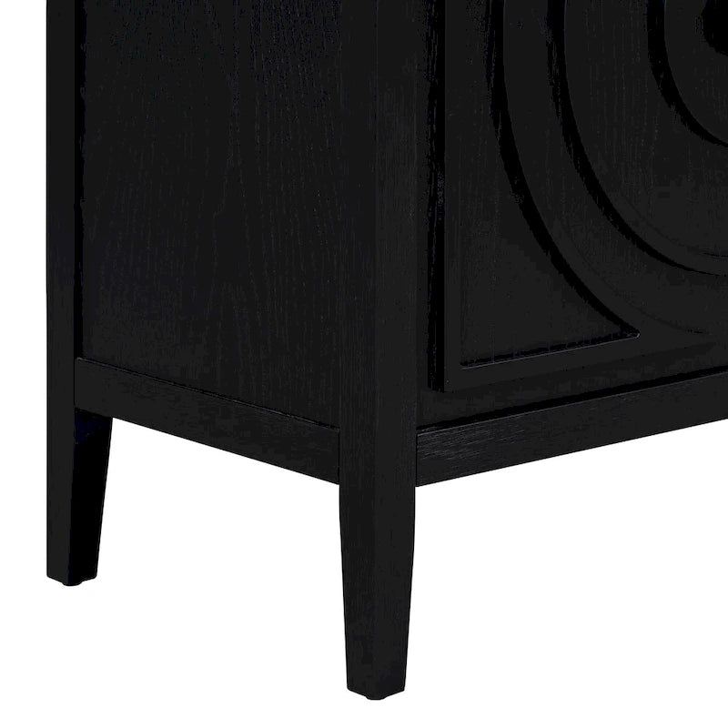 Retro Sideboard with Groove Design & Metal Handle