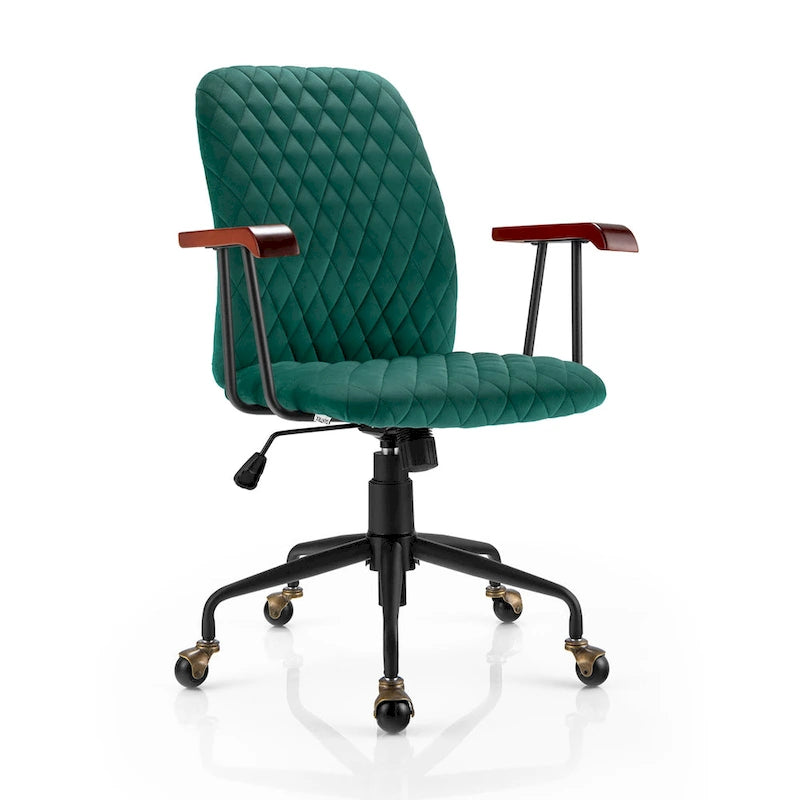 Velvet Swivel Home Office Desk Chair Adjustable Mid Back