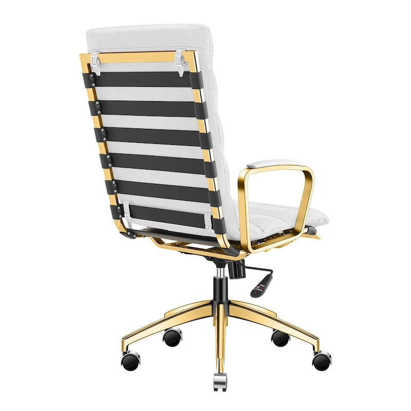 Office Chair Faux Leather Gold Frame Adjustable and Swivel