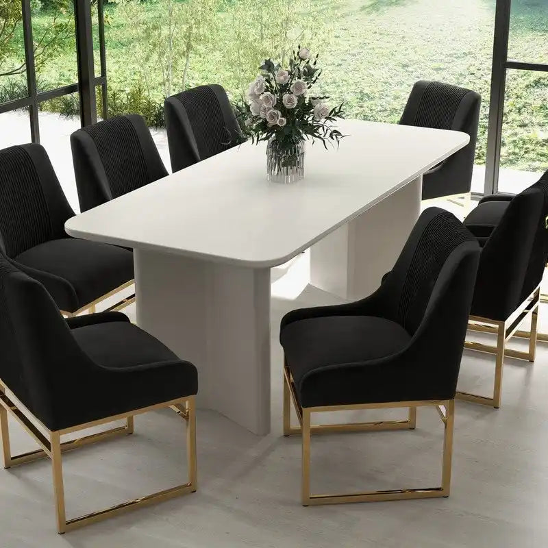 Contemporary Velvet Dining Chair with Metal Frame Legs, Set of 6