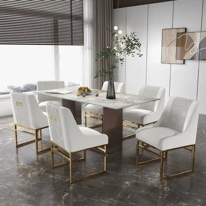 Contemporary Velvet Dining Chair with Metal Frame Legs, Set of 6