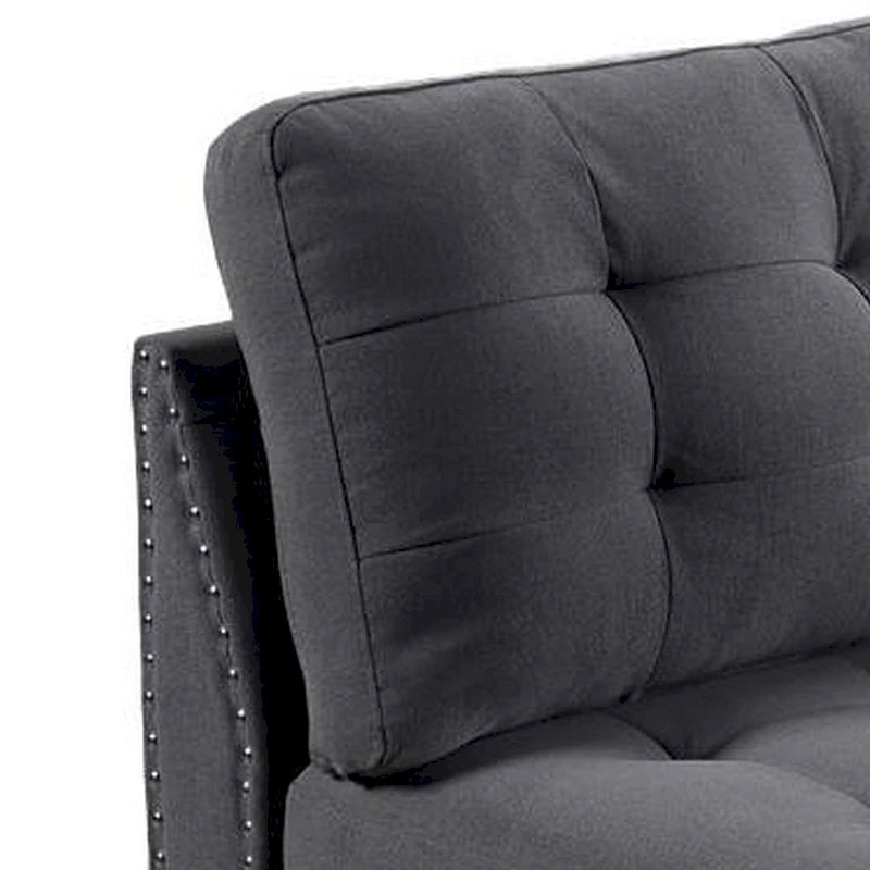 Fauteuil de canapé modulaire sans accoudoirs de 32 pouces, revêtement gris capitonné, bois massif
