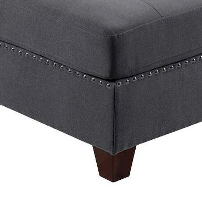 Fauteuil de canapé modulaire sans accoudoirs de 32 pouces, revêtement gris capitonné, bois massif