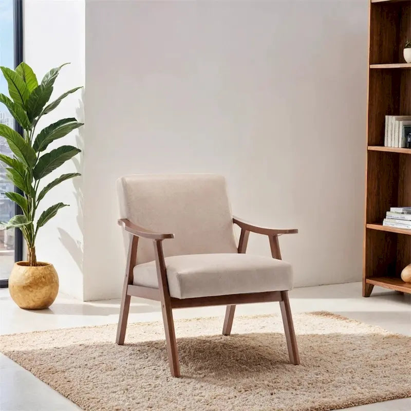 Mid-Century Modern Chair with Solid Wood Frame