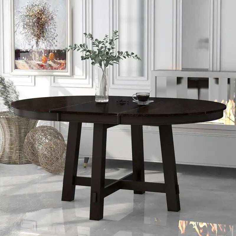 Extendable Adjustable Round/Oval Dining Table