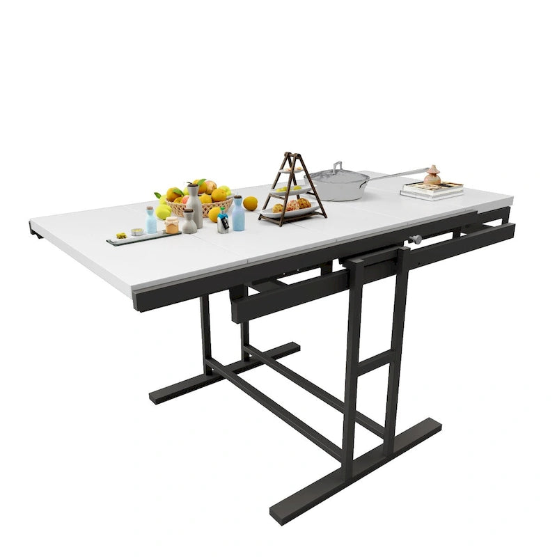 Table et Étagère Convertibles – Design en Bois et Métal Gain de Place pour la Maison et le Studio