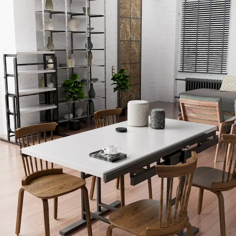 Table et Étagère Convertibles – Design en Bois et Métal Gain de Place pour la Maison et le Studio