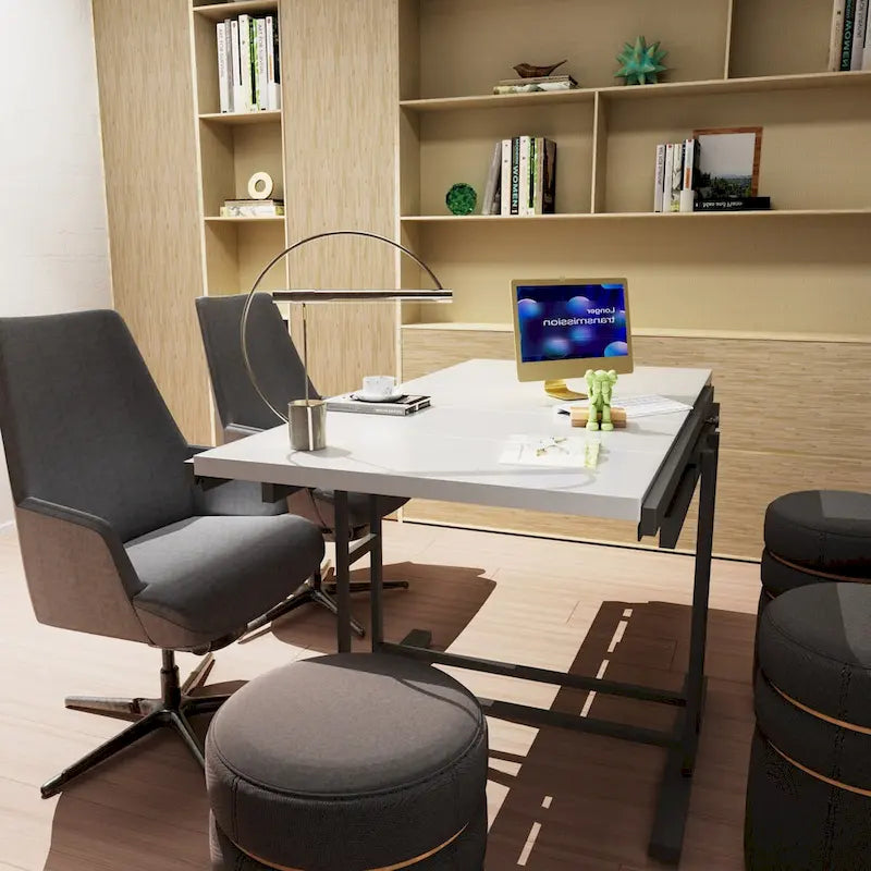 Table et Étagère Convertibles – Design en Bois et Métal Gain de Place pour la Maison et le Studio